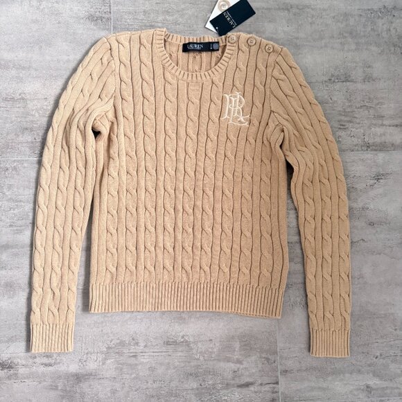 NWT Ralph Lauren Button-Trim Cable-Knit Cotton Sweater Size S - Picture 4 of 13